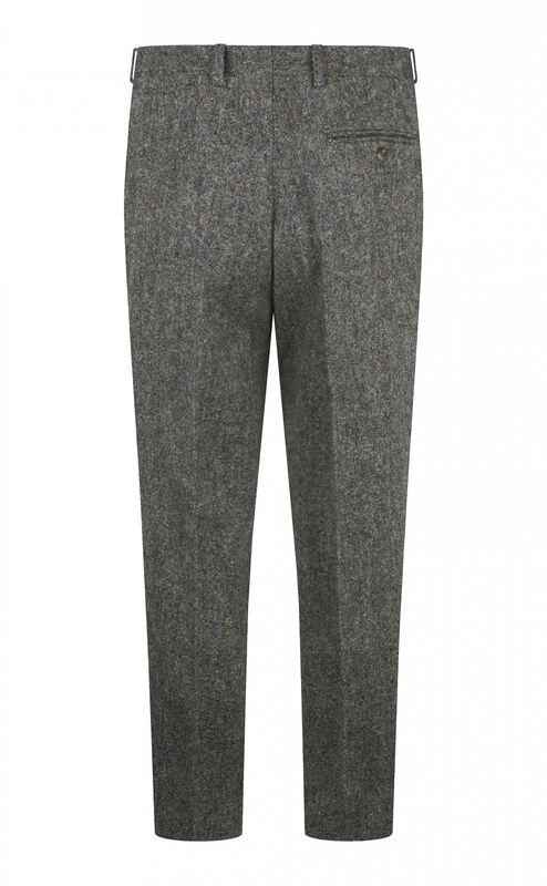 Grey Donegal Tweed Trousers - Back