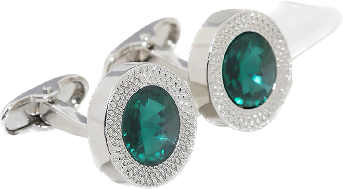 Emerald Green Crystal Roulette Cufflinks