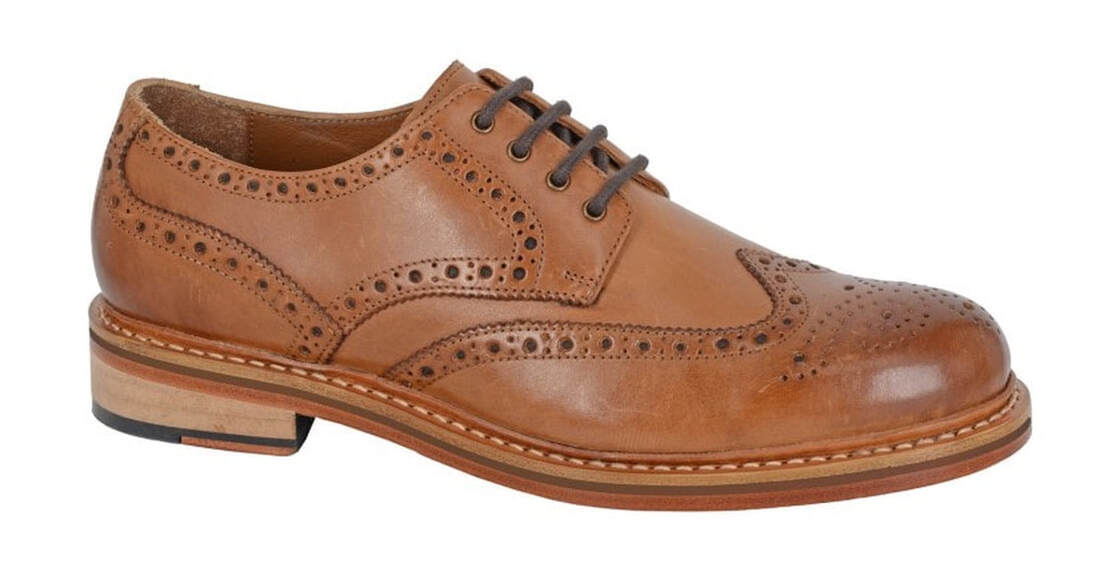 Premium Stitched Leather Welted Sole Tan Brogue