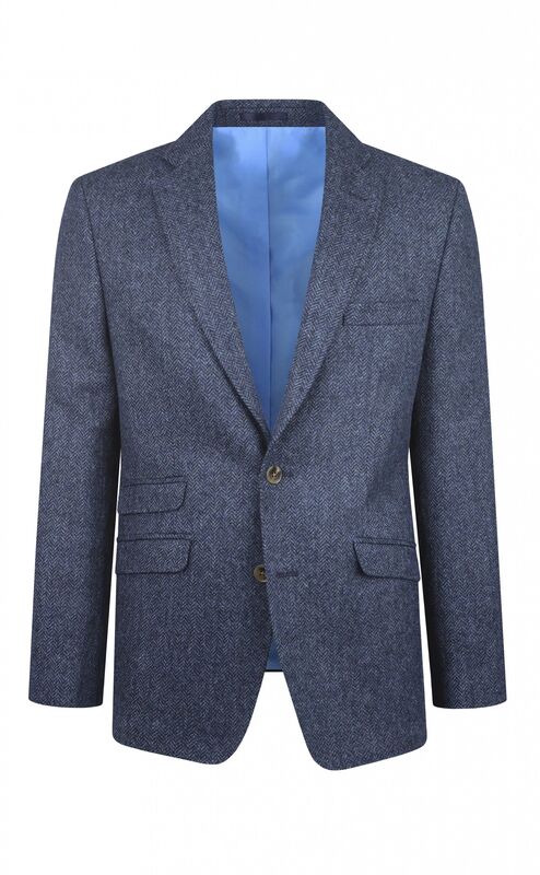Royal Blue Herringbone Tweed Jacket