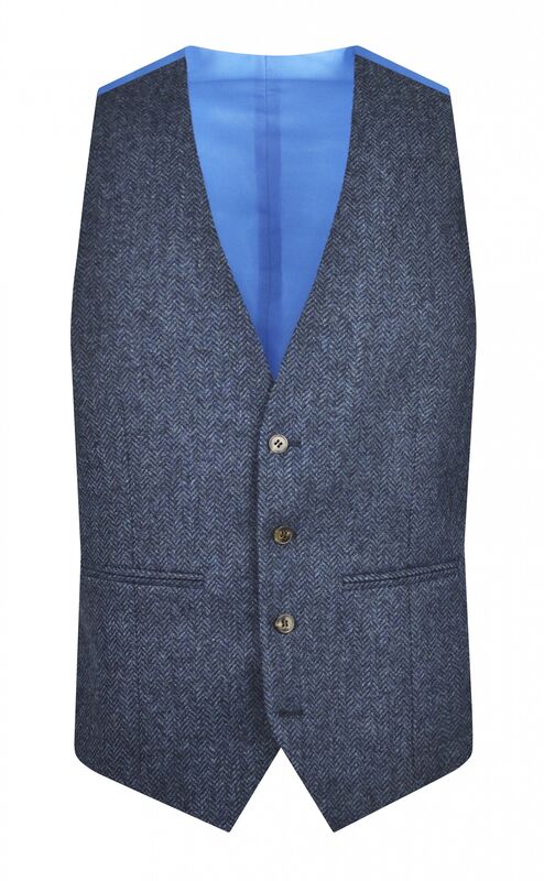 Royal Blue Herringbone Tweed Waistcoat