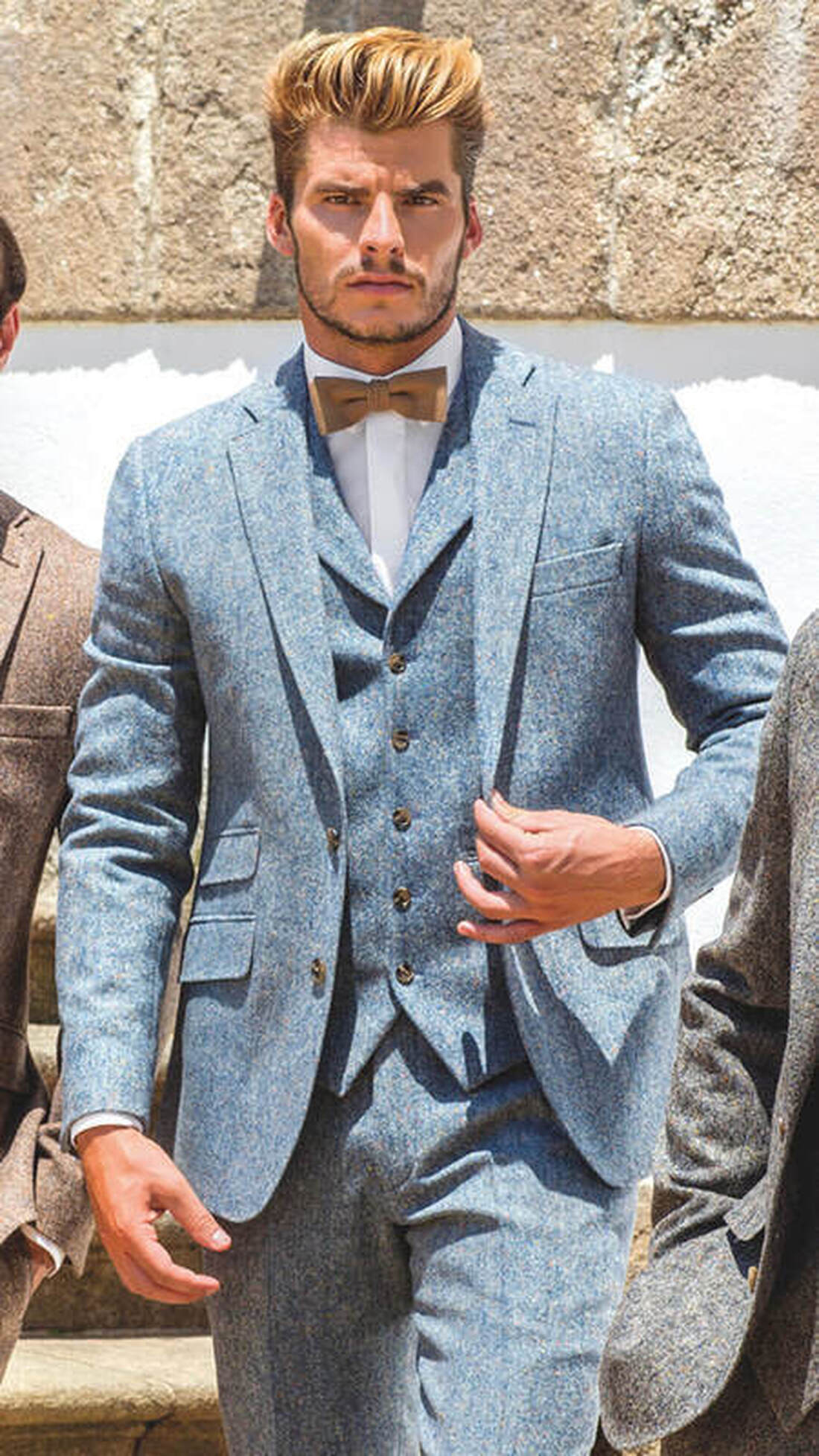 POWDER BLUE DONEGAL TWEED ​SUIT HIRE - PARKERS FORMAL WEAR