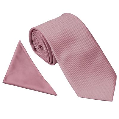 Dusky Pink Twill Wedding Tie & Pocket Square Set