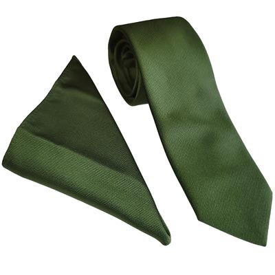 Fir Green Twill Wedding Tie & Pocket Square Set