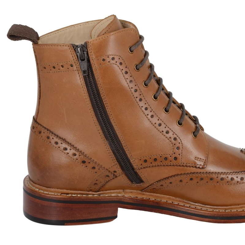 7 Eyelet Brogue Zip Ankle boot - Goodyear Welted Sole