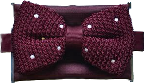 Maroon Knitted Tweed Wedding Bow Tie Set