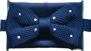 Navy Knitted Tweed Wedding Bow Tie Set